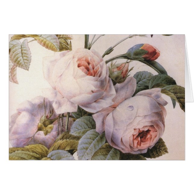 Carnation Rose d'art vintage Carte de voeux (Devant horizontal)