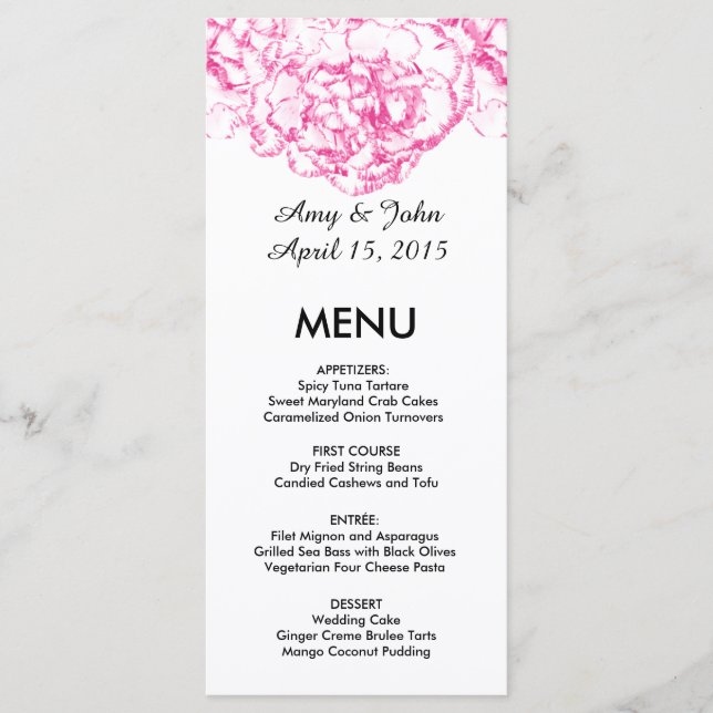 Carnation rose mariage menu carnation1 (Devant)