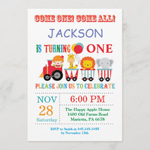 Carnaval de cirque Invitation de fête d'anniversai