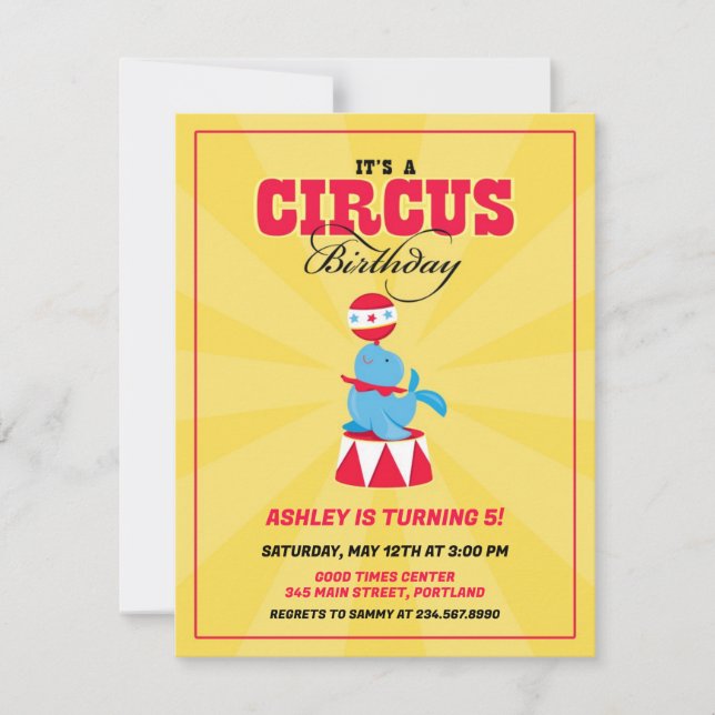 Carnaval de cirque Invitation de fête d'anniversai (Devant)