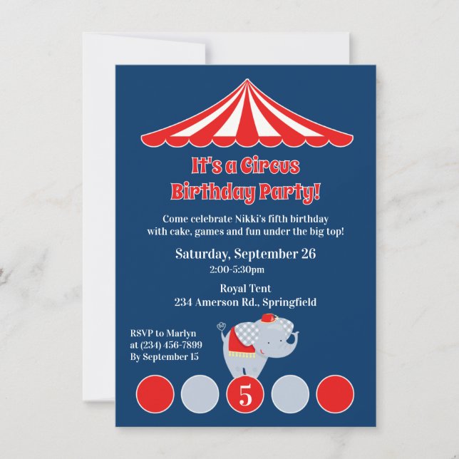 Carnaval de cirque Invitation de fête d'anniversai (Devant)