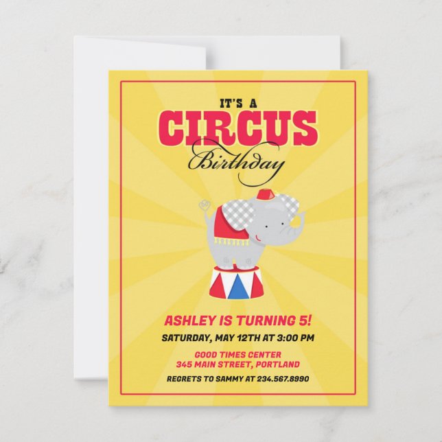 Carnaval de cirque Invitation de fête d'anniversai (Devant)