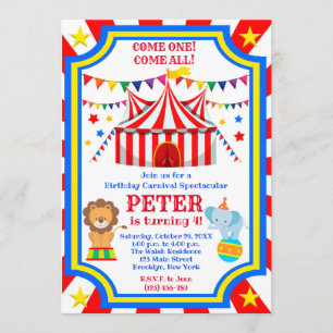 Carnaval de cirque Invitation de fête d'anniversai
