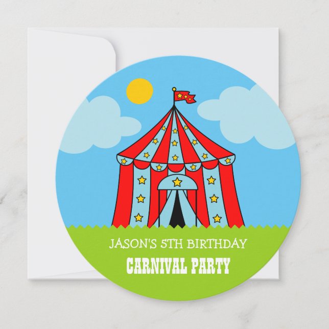 Carnaval de cirque pour enfants Invitations d'anni (Devant)