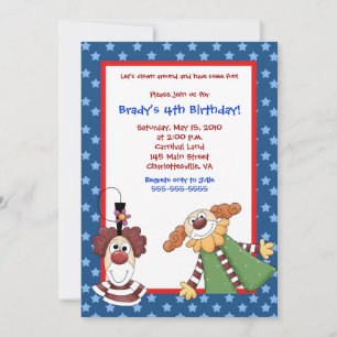 Carnaval de Clown Town Invitation Anniversaire 5x7