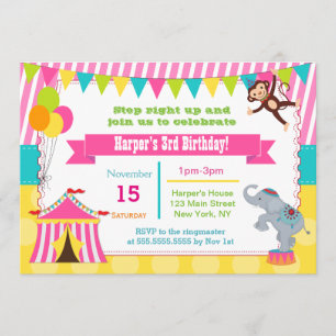Carnaval de Girls Circus Invitations