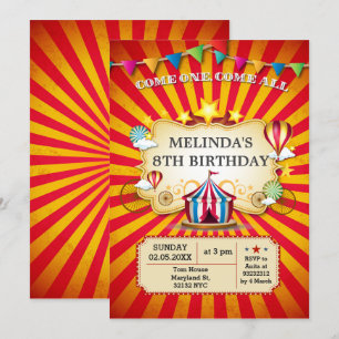 Carnaval enfants cirque Invitations fête d'anniver
