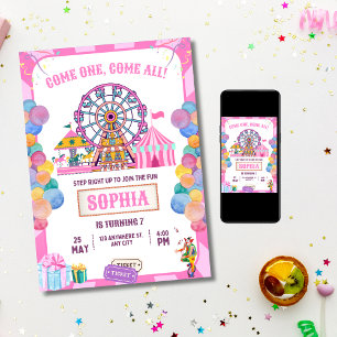 Carnaval Invitation d'anniversaire, Circus Girl An