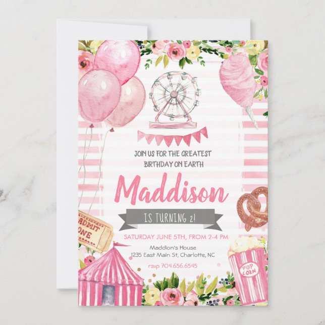 Carnaval Invitation d'anniversaire, Cirque Anniver (Devant)