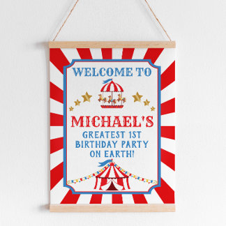 Carnaval Red and Blue Circus Affiche de bienvenue