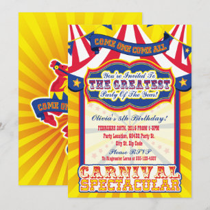 Carnaval Spectaculaire Invitations d'anniversaire