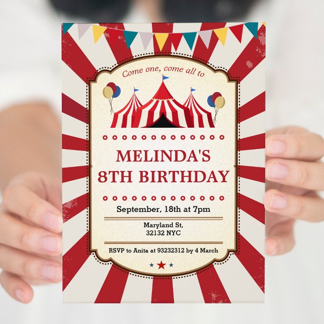 Carnaval vintage invitations à la fête d'anniversa (Créateur téléchargé)