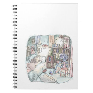 CARNET さなやくじ   水色の寝室で着替える途中枕元に明かりをつけて突っ伏している女性のイラスト