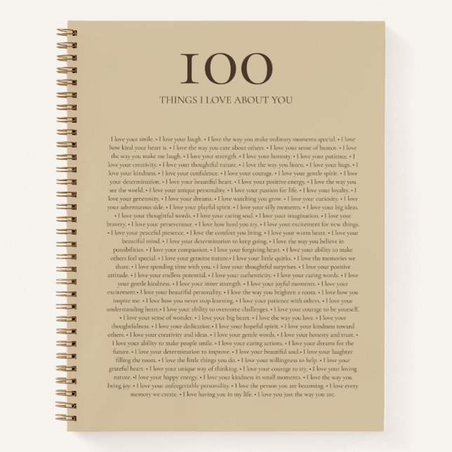 Carnet 100 choses que j'aime chez toi | Café riche et tan (Devant)