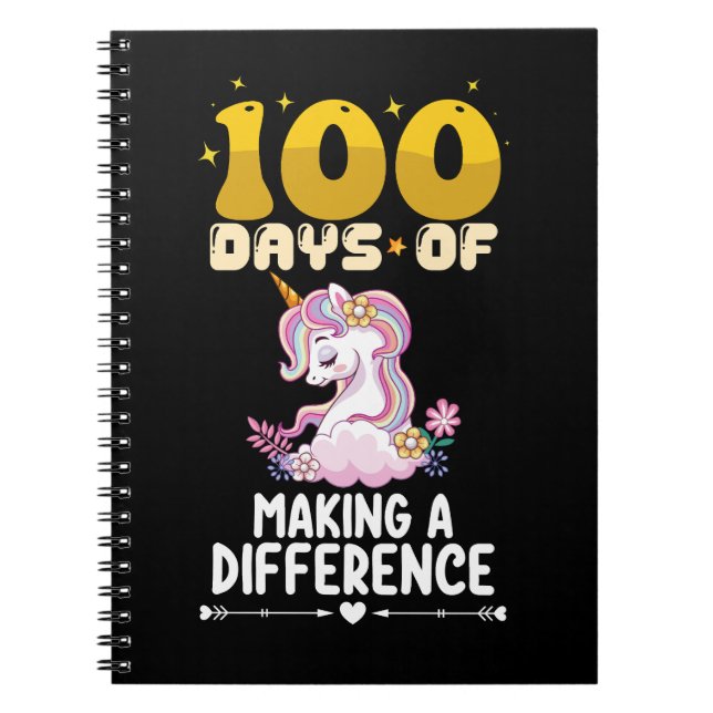 Carnet 100 Jours De Faire Une Différence École Unicorn (Devant)