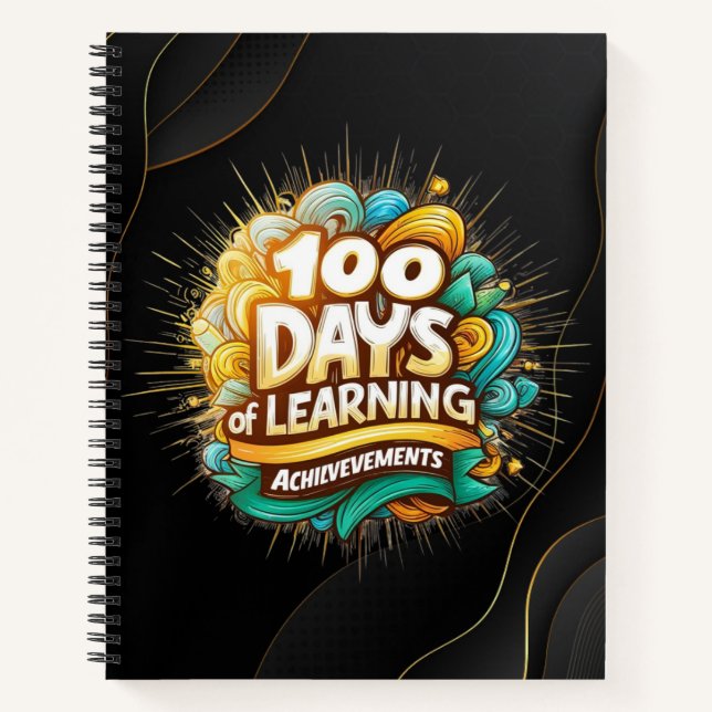 Carnet 100 Jours de Réalisation d'Apprentissage Noir (Devant)