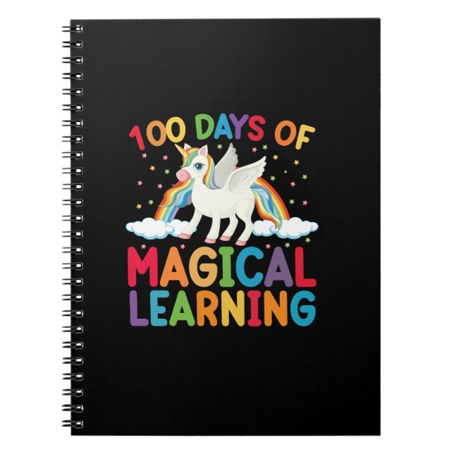 Carnet 100 jours d'école licorne magique pour filles  (Devant)