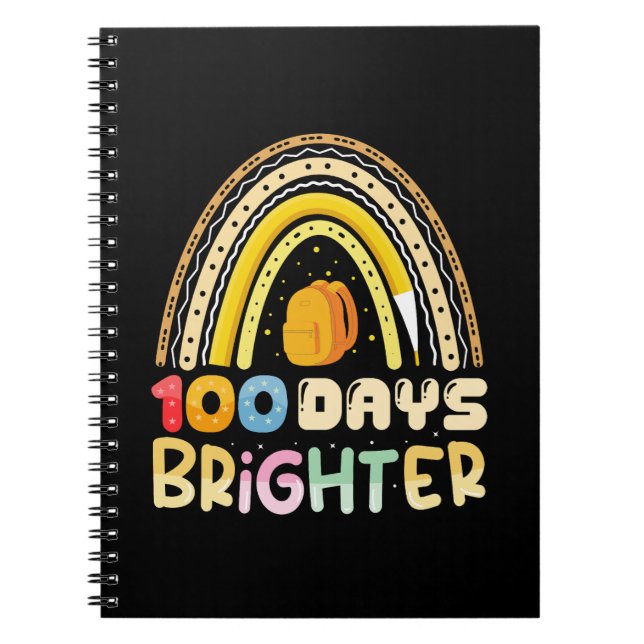 Carnet 100 jours plus lumineux 100e jour d'école enseigna (Devant)