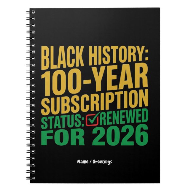 Carnet 100-Year Black History Subscription Status Renewed (Devant)