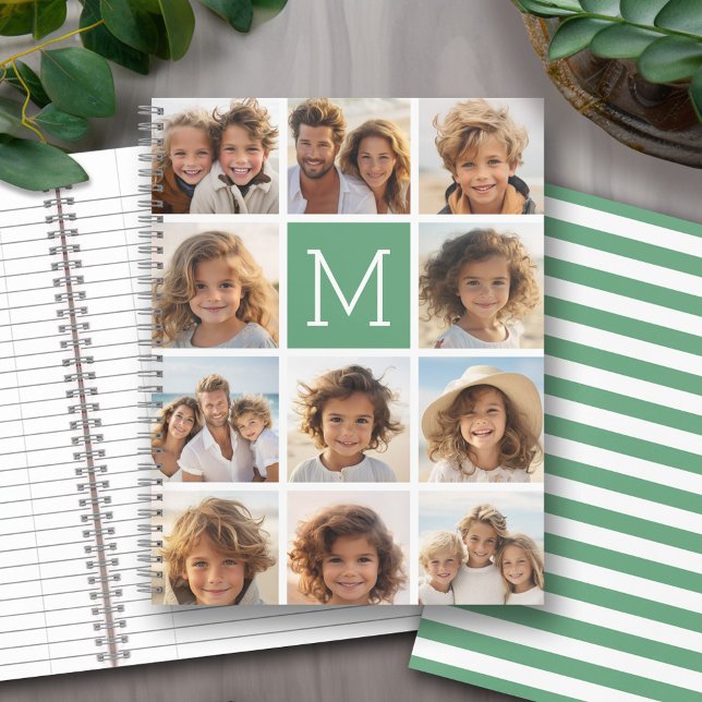 Carnet 11 Collage photo Monogramme PEUT MODIFIER LA COULE (Personalized notebook with a photo collage and monogram)