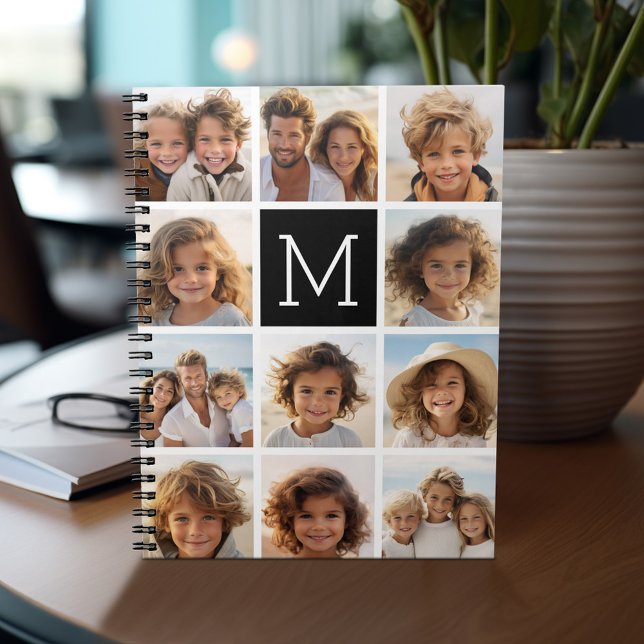 Carnet 11 Photo Instagram Collage personnalisé Monogramme (Personalized notebook - add photos and your name or other text)