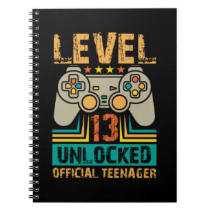 Carnet 13e anniversaire Gift Boys Niveau 13 déverrouillé 