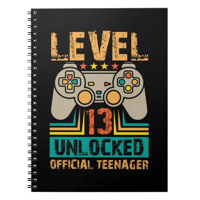 Carnet 13e anniversaire Gift Boys Niveau 13 déverrouillé  (Devant)