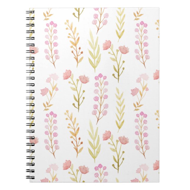 Carnet (16,5 x 22,2 cm) - Motif à fleurs roses (Devant)