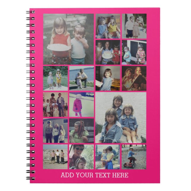 Carnet 18 Photo Collage and Text - Can Edit Hot Pink (Devant)