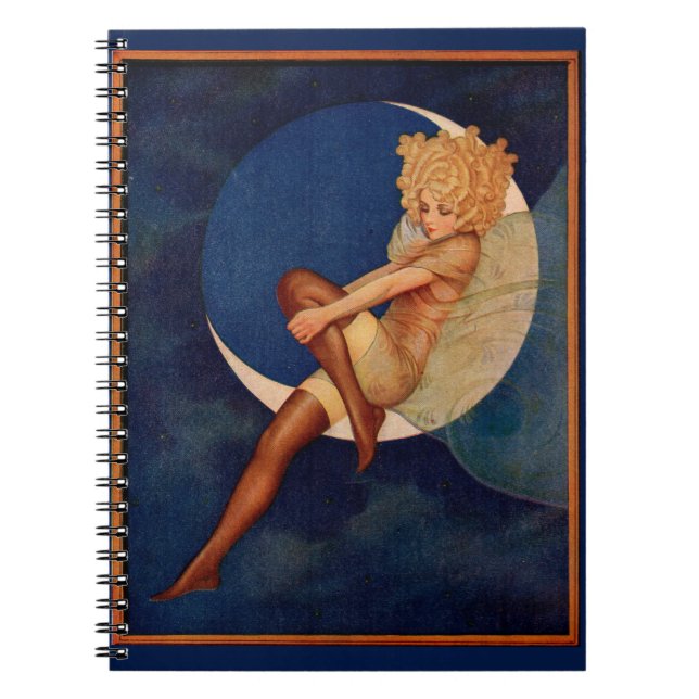 Carnet 1920 hosiery et belle femme sur la lune (Devant)