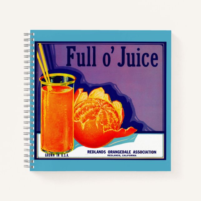Carnet 1930 Plein o’ étiquette de caisse orange de jus (Devant)