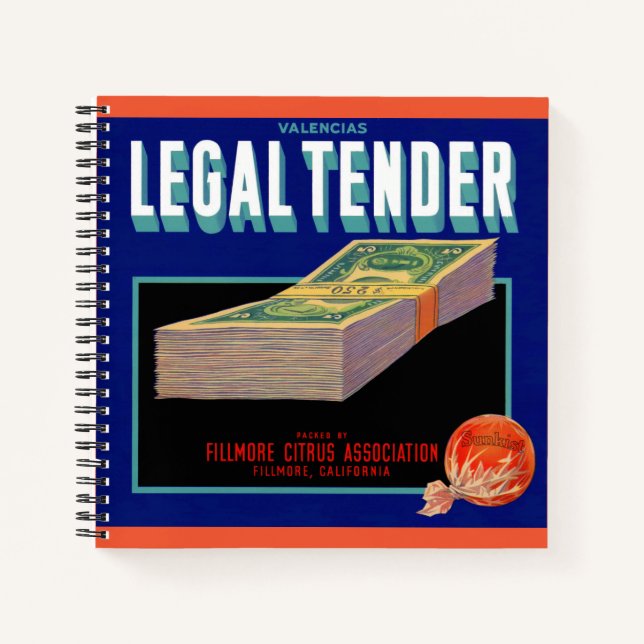 Carnet 1930s Juridique Tender orange crate étiquette (Devant)