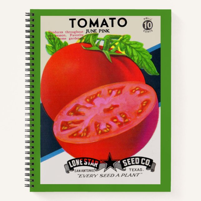 Carnet 1950s seed packet tomato print (Devant)