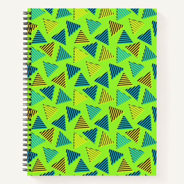 Carnet 1980/90 Retro Neon Green Triangles Motif (Devant)