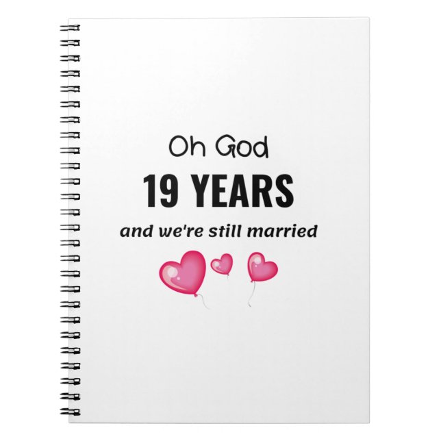 Carnet 19th Wedding Anniversary Funny Gift for Him or Her (Devant)