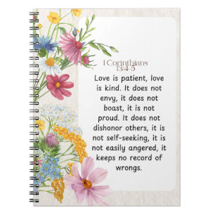 Carnet 1 Corinthiens 13:4-5 Conception aquarelle apaisant