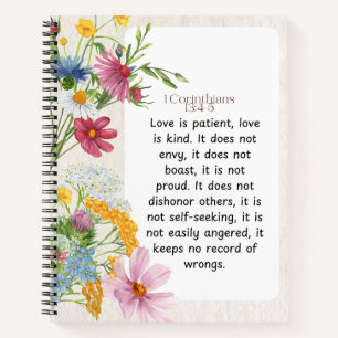 Carnet 1 Corinthiens 13:4-5 Conception aquarelle apaisant