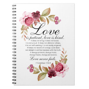 Carnet 1 Corinthiens 13:4-8 L'amour est Patient Bible Flo