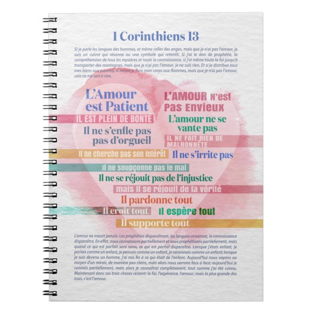 Carnet 1 Corinthiens 13, Hymne à l’Amour (Devant)