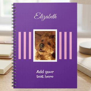 Carnet 1 nom de photo texte rose violet