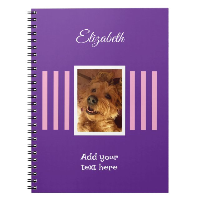 Carnet 1 photo name text pink purple (Devant)