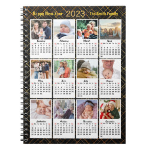 Carnet 2023 Calendrier Famille moderne 12 Photo Collage d