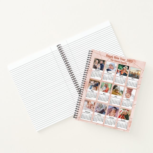 Carnet 2023 Rose Gold Modern Family 12 Calendrier photo (Intérieur)