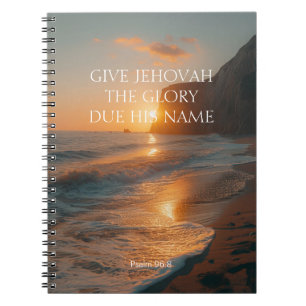 Carnet 2025 JW Année Texte Psaume 96:8 mer avec coucher d