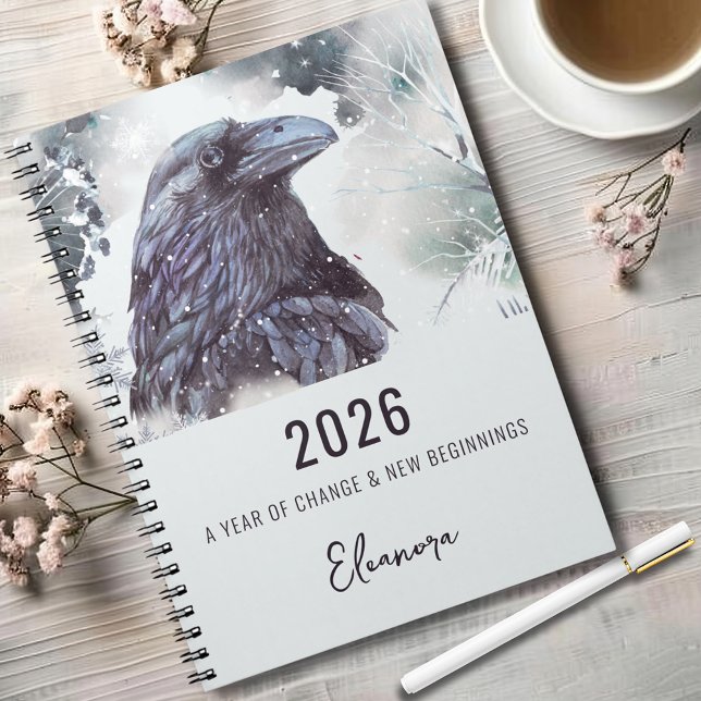 Carnet 2026 Année du Changement Symbolisme du Corbeau (2026 Year of Change and New Beginnings Raven Symbolism Small Notebook)