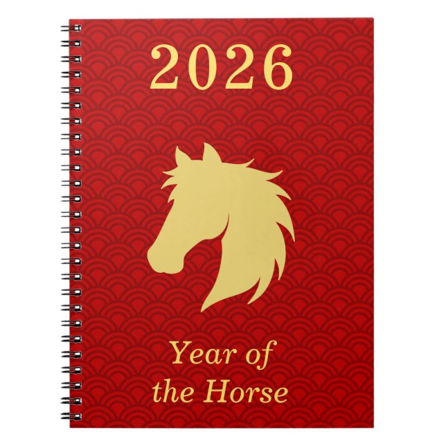 Carnet 2026 Chinese Lunar New year of the Horse Red Gold (Devant)