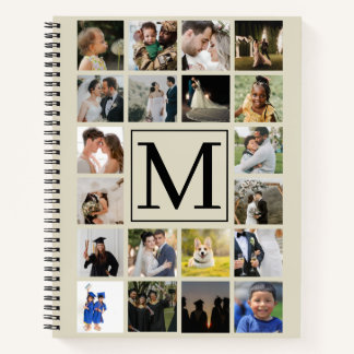Carnet 20 collage photo Motif Black Biege Famille  Noteb