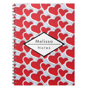 Carnet 2 Coeurs rouges Répétant le Motif mou