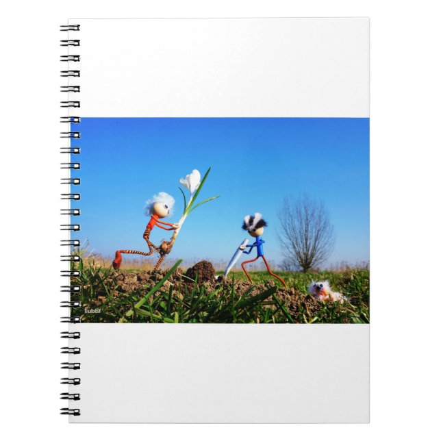 Carnet 2 Fubby qui plantent une sphère de crocus. (Devant)