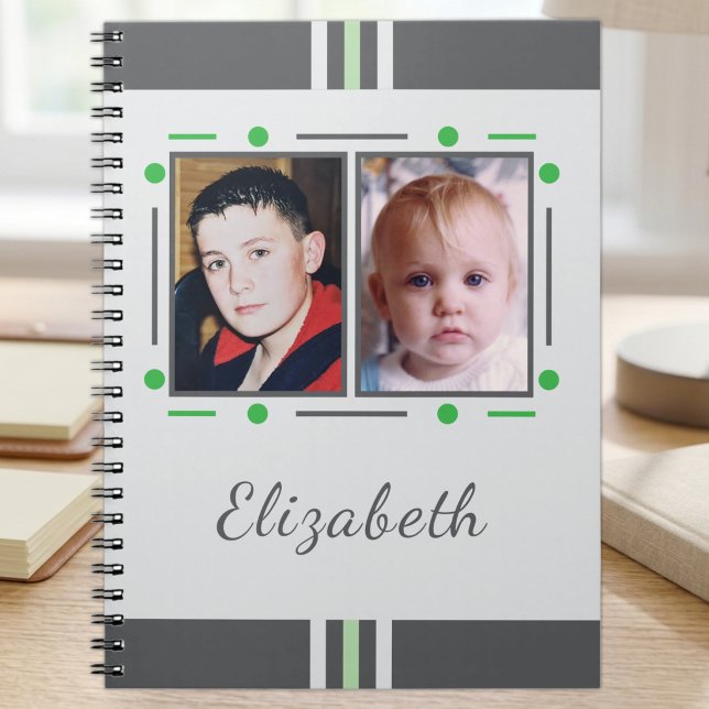 Carnet 2 nom de photo texte vert gris (Créateur téléchargé)